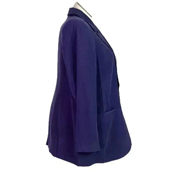 Eloquii Women 14 Notch Collar One Button Jacket Blazer Blue Rayon Blend NEW - Picture 4 of 8